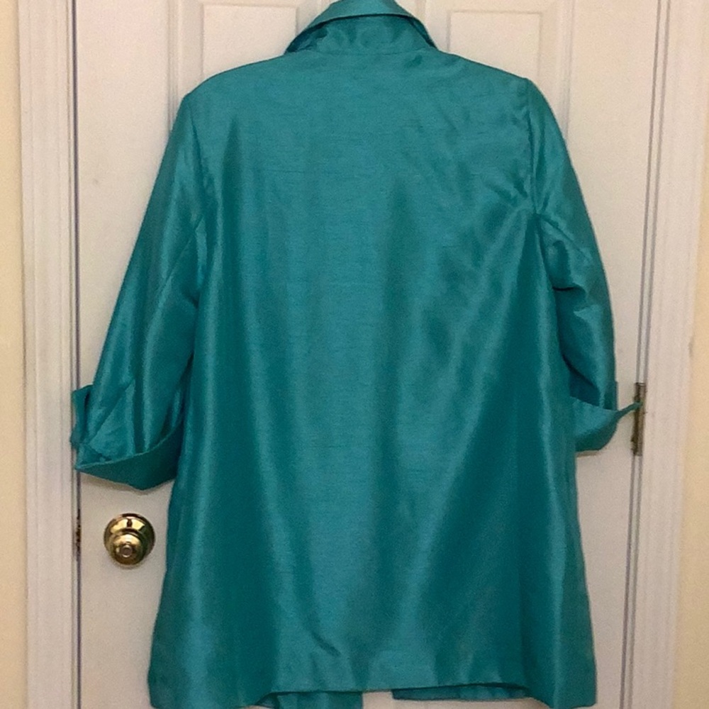 Chico's Blue Trench Coat with Classic Lapel Design - Picture 3 of 6
